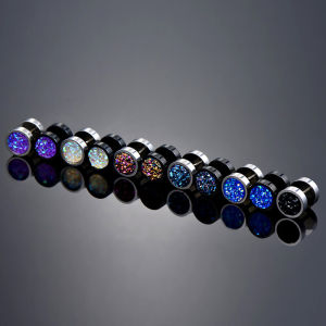 Fashionable Black Screw-On Ear Studs Single Mens Stylish Trendy Titanium Steel Earrings Korean Version Star Moon Cloud Universe Pattern