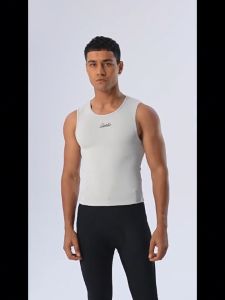 Santic Men Cycling Jersey Winter Thermal Fitness Seamless Sleeveless Sports Bike Underwear Tops