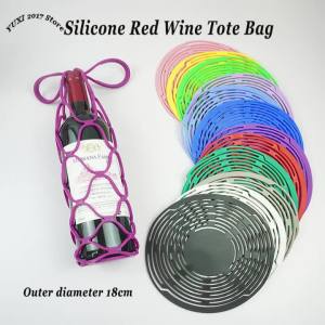 Washable Silicone Wine Bottle Storage Bag Reusable Water Bottle Tote Bags Cup Mat Wine Bottle Mesh Basket For Picnic Organizer