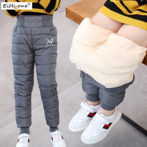 EsHi Warm Thicken Boys Girls Down Pants Winter Children High Quality Trousers Teens Boy Girl Down Trousers Kids Ski Down Padded Pants