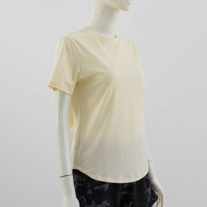 Slim Fit Casual Yoga T-Shirt Short Sleeve round Neck Running Fitness Top Womens Summer Sportswear Quick Dry UV Protection