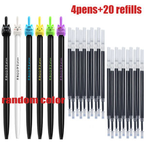 Animal Cat Shaped 0.5mm Retractable Neutral Pen Black Ink Quick Drying Filling Pen Core For Office Writing Stationery Supplies
