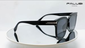 Falubi Sunglasses Horn Frame With Gold List Kacamata Fashion Hitam
