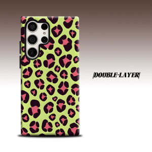 Lime Leopard For Samsung Galaxy S26 S25 S24 A56 A36 Dual Layer Luxury Fashion Full Lens Protective Case