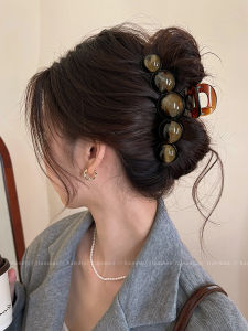 Elegant Gradient Bead Shark Hair Clip Womens Large Size Hair Grips Retro Court Style Fashion Hair Accessories