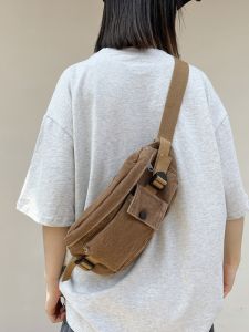 INS Japanese Style Denim Bag Canvas Chest Bag Crossbody Phone Bag Athleisure Shoulder Bag for Men All-Match Waist Bag Women