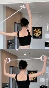 Adjustable Yoga Stretching Band Detachable Tubes Back Shaping Pull Rope Anti-Break Elastic Resistance Band Training Equipment