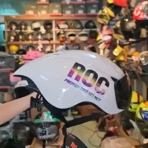 Mũ bảo hiểm thể thao ROC R16 màu trắng logo cầu vồng siêu đẹp