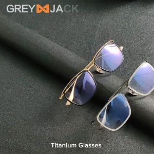 Grey Jack Frame Kacamata Titanium Model Kotak Ringan Fahionable Pria Wanita Bisa Minus Style Vintage Bisnis DLX 106