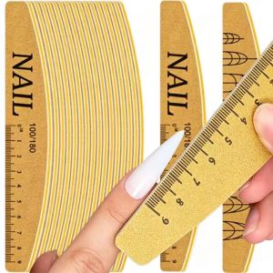 1/10Pcs Washable Ruler Nail File with Scale Line for Various Nail Shape Professional Manicure Double-Sided Sanding Nail File Manicure Art
