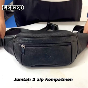 Ready Stock!! LEEFO 100% Genuine Cow Leather Men Waist Bag Pouch Bag Chest Bag Crossbody Bag