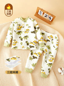 Kids Winter Warm Suit Homewear Quilted Baby Autumn and Winter Clothes Thickened Baby Girl Underwear Sets Baby Pajamas