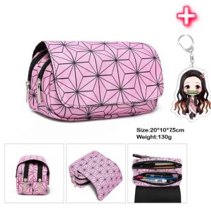 Demon Slayer Kimetsu No Yaiba Stove Door Nezuko Pencil Case Double Layer Pencil Box Large Capacity Anime Secondary Element