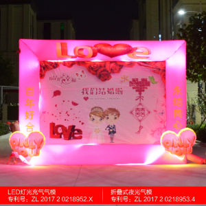 Inflatable Arch Wedding Celebration Rainbow Door Background Wall Spray Painting Lighting 3m 4m 5m Happy Event Air Model