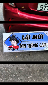 Tem dán xe ô tô Nữ lái mới xin thông cảm sticker tập lái decal tài mới chống nước không bay màu