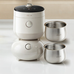 [China Plug Adapter Needed]Bear | Non-Coating 316 Stainless Steel Home Mini Multi-Function Rice Cooker 3L