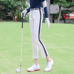 TTYGJ | Elastic Flared Leg Opening Slim Fit Drawstring Golf Pants 9/10 Length