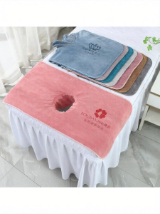 No Fuzz Logo Customization Bed Towel With Hole Design Thick Water Absorbent