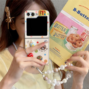 Rainbow M Bean Foldable Screen Phone Case Full Cover Creative Bracelet Anti-Fall for Samsung Galaxy Z Flip6 Z Flip5 Z Flip4/3