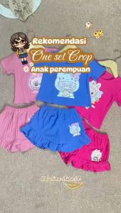 Setelan Labubu Crop anak perempuan viral motif Labubu Estimasi anak usia 1-5 tahun Oneset viral.