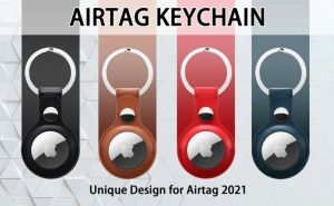 Veelax AirTag Case Leather Holder Silicone Shock Resistant Protective Cover for AirTag