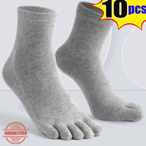 🔥ขายดี]🔥ถุงเท้าห้านิ้วสำหรับผู้ชายและผู้หญิงขนาด1/4นิ้วระบายอากาศได้ดีสีทึบวิ่งกีฬาถุงเท้าผ้าฝ้ายสีดำสีขาวสีเทาสีน้ำเงินสีกากีสีกาแฟ