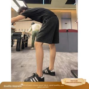 OUMULONG | Black Plaid Loose Summer Shorts Five-point Pants