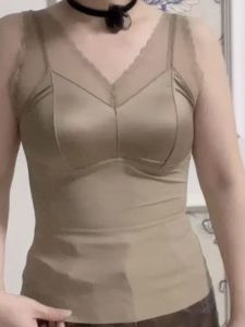 Áo Vest Ren Pháp Mỏng Bằng Vải Satin Không Đường May Liền Mạch Bằng Lụa Băng Không Có Vòng Thép Áo Vest Hở Lưng Cho Nữ Mùa Hè 2025