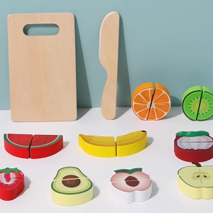Wooden Cut Fruit Toy | Peel Fruits Pretend Play | Durian | Cutting Vegetable Kitchen Game for Kids | Gift Set