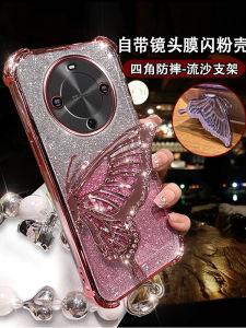 Huawei Mate 30 Mobile Phone Case 5G Creative Sandflow Butterfly Stand TYH641M Lens Film Full Cover Silicone Anti-Collision Soft Shell New Women Sparkling Plating