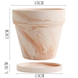 Red Clay Plant Pot with Tray Simple Terracotta round Porous Ceramic Pots for Living Room Balcony Succulent Plants Flower Vases