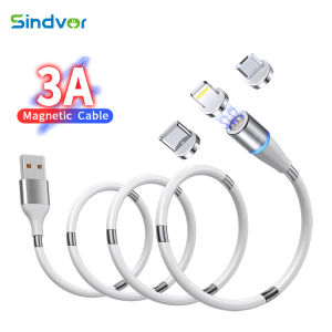 3A Fast Charging Cable Magnetic Suction Anti Winding USB Type C Cable Retractable for iPhone 16 15 MacBook Huawei Xiaomi Cable
