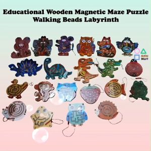 Educational Wooden Magnetic Maze Puzzle Walking Beads Labyrinth
