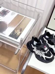 Kuromi Girls Shoes 3-11 Years Shoes for Kids Girl Sneakers New Fashion Sport Shoes Rubber Korean Casual Shoes Travel Thick Shoes for Running Anti Slip and Wear-resistant Breathable