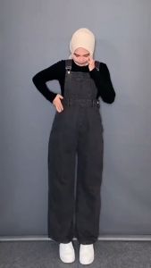 Overall Jumpsuit Kodok Rok Wanita Motif Polos Terbaru