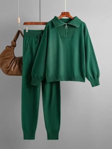 Autumn Winter Womens Knitted Pullovers Suit Warm Two Piece Set Casual Elegant SweatersTracksuit Two Piece Sets Womens Outifits