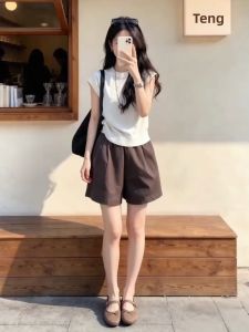 SENWA | Korean Style Summer Outfit Women Short Sleeve Tshirt Shorts Set