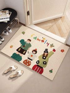 Modern Simple Cartoon Door Mat Customizable Silk Circle Entrance Mat Anti-Slip Home Use Dirt Resistant Carpet for Hallway