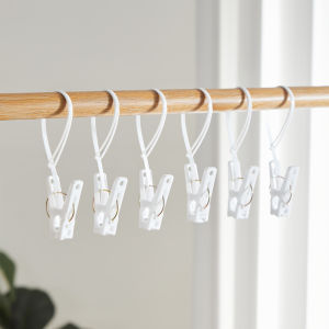 Multi-Functional Plastic Clothesline Clips with Rope And Hook Strong Windproof for Home Use Suitable for Drying Hats And Socks
