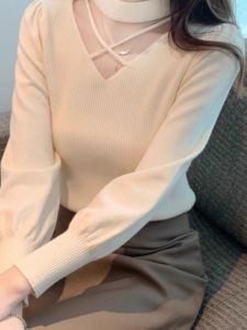 Retro Soft Knitted Loose Fit Overhead Half High Collar Korean Style Womens Sweater Spring Autumn Winter Trendy Base Layer Shirt