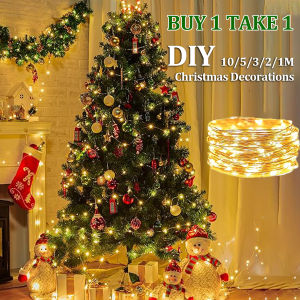 [BUY 1 TAKE 1]  Christmas Lights Waterproof Outdoor LED Battery Fairy Lights Copper Wire String Lights DIY Christmas Decorations Courtyard Light Ambient Light Christmas Tree Christmas Eve New Years Day Thanksgiving Wedding Party Decorations Warm