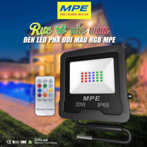 (MPE) Đèn Led Pha đổi màu RGB 10W 20W Thân đèn nhôm nguyên khối sơn tĩnh điện Tuổi thọ cao FLD5