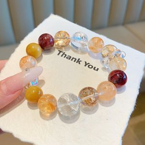 สร้อยข้อมือคริสตัลธรรมชาติที่ทันสมัยผู้หญิงใหม่ฟอยล์สีทองป๊อปกำไลคริสตัลธรรมชาตินำโชคสร้อยข้อมือตาเสือสีเหลืองสร้อยข้อมือการออกแบบดั้งเดิมกำไลทองคำเปลวป๊อปกำไล