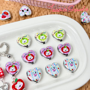 Handmade Acrylic Scatter Beads Keychain Charms Heart Shaped Dog Print DIY Fashion Jewelry Accessories Material