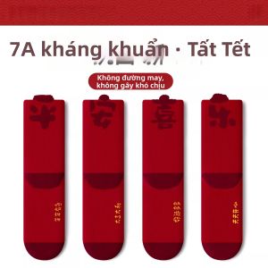 Vớ Cotton Đỏ Dài Đến mắt Cá Chân Năm Mới