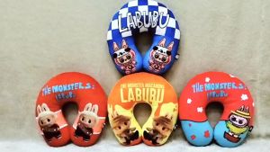 Bantal Leher Labubu Printing Headrest Labubu Macaron