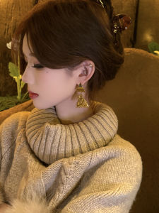 Exquisite Golden Fringe Sequin Earrings Modern Daily Retro Elegant Oversized Fashionable Alloy Plated Silver French Style Womens Jewelry