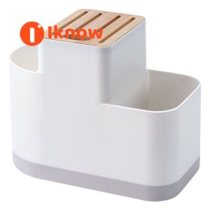 I know Multifunction Cutlery Drainer and Organizer Knife Holder Kitchen Utensils Holder Caddy for Countertop Chopsticks Spoon Storage Rack