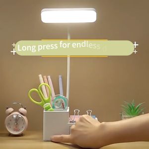 AMASACC Storage Table Lamp LED Desk Lamp With Pen Holder Study Lamp Shade Reading Night Lamp