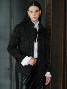Idol-Style Tweed Blazer Women Jacket